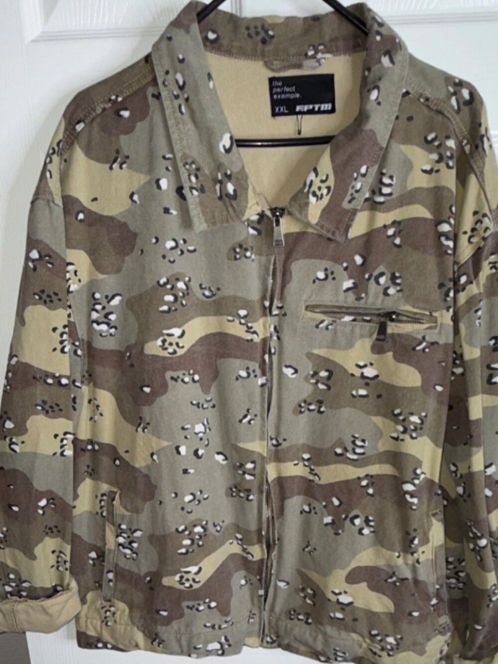 EPTM Camouflage Military Jacket Full Zip Zipper Accent Men Regular XXL Short